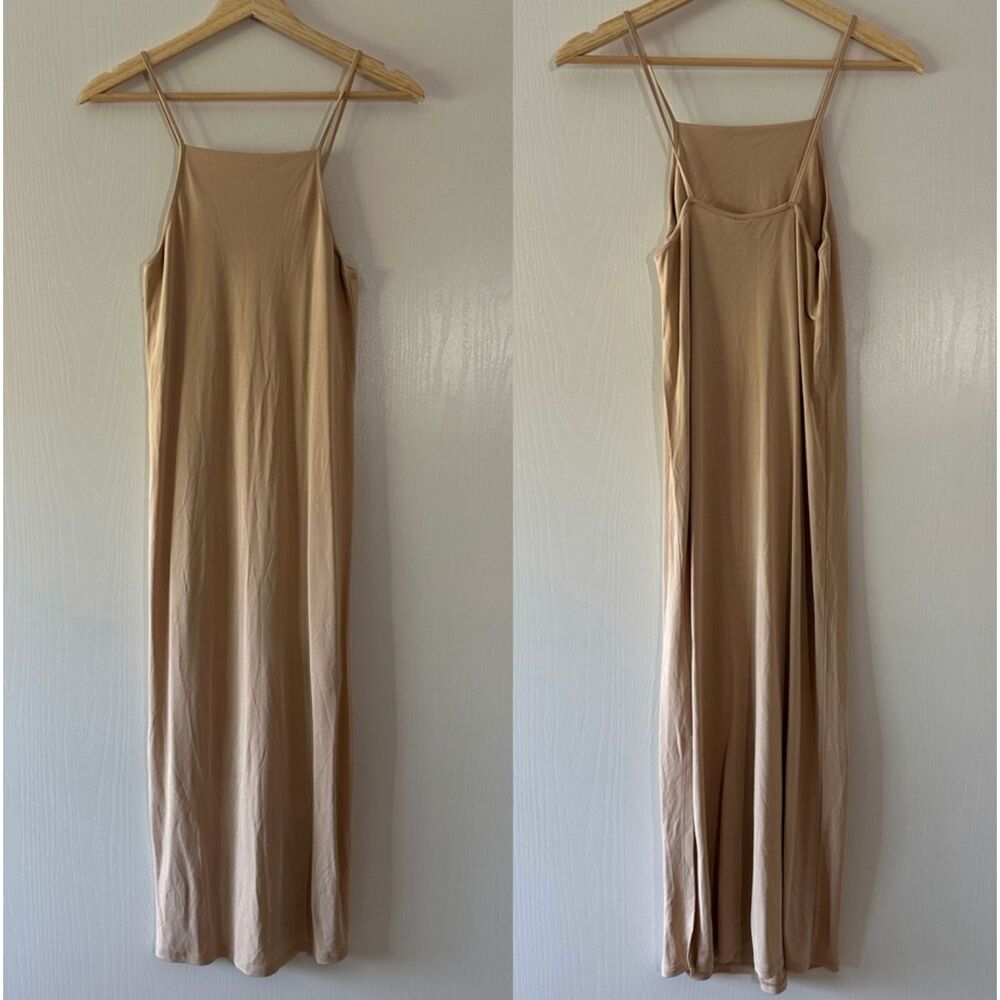 & Other Stories Square Neck Midi Slip‎ Dress Minimalistic Beige Size 0/XS NWT - Picture 3 of 7